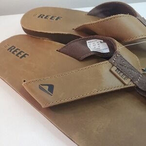 Reef Leather Smoothy Mens Flip Flops Bronze Brown Leather Sandals RF000232BZB 10